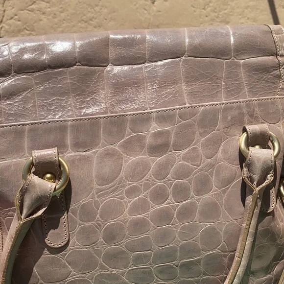 Brahmin Tan Alligator print Satchel Style handbag. - Picture 12 of 16